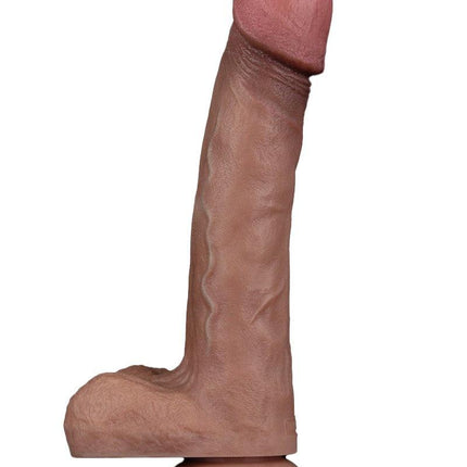 LoveToy - Dubbellaags Siliconen Dildo - 22,5 cm x Ø 4,2 cm - Bruin-Erotiekvoordeel.nl