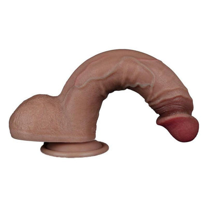 LoveToy - Dubbellaags Siliconen Dildo - 23,5 cm x Ø 4,3 cm - Bruin-Erotiekvoordeel.nl