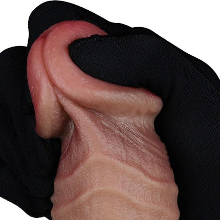 LoveToy - Dubbellaags Siliconen Dildo - 23,5 cm x Ø 4,3 cm - Bruin-Erotiekvoordeel.nl