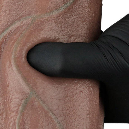 LoveToy - Dubbellaags Siliconen Dildo XXL - Lengte 33 cm - Diameter 5,5 cm - Bruin-Erotiekvoordeel.nl