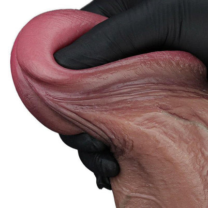 LoveToy - Dubbellaags Siliconen Dildo XXL - Lengte 33 cm - Diameter 5,5 cm - Bruin-Erotiekvoordeel.nl