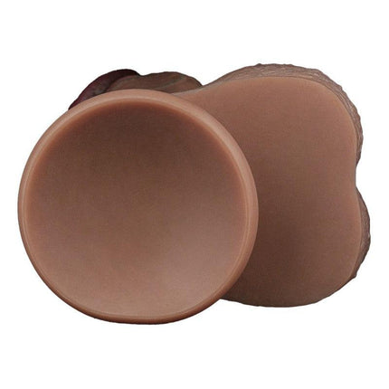LoveToy - Dubbellaags Siliconen Dildo XXL - Lengte 33 cm - Diameter 5,5 cm - Bruin-Erotiekvoordeel.nl