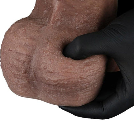 LoveToy - Dubbellaags Siliconen Dildo XXL - Lengte 33 cm - Diameter 5,5 cm - Bruin-Erotiekvoordeel.nl