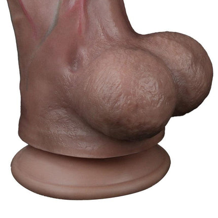 LoveToy - Dubbellaagse Siliconen Dildo - Lengte 29.5 cm - Diameter 5.5 cm - Bruin-Erotiekvoordeel.nl
