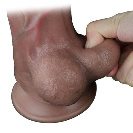 LoveToy - Dubbellaagse Siliconen Dildo - Lengte 29.5 cm - Diameter 5.5 cm - Bruin-Erotiekvoordeel.nl