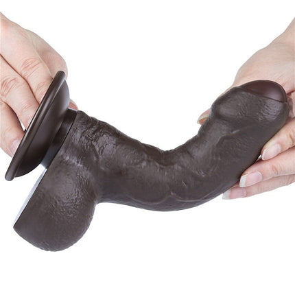 LoveToy - Glijdende Huid Dildo - 18,3 cm x Ø 3,5 cm - Zwart-Erotiekvoordeel.nl