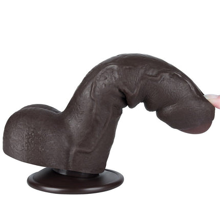 LoveToy - Glijdende Huid Dildo - 18,3 cm x Ø 3,5 cm - Zwart-Erotiekvoordeel.nl