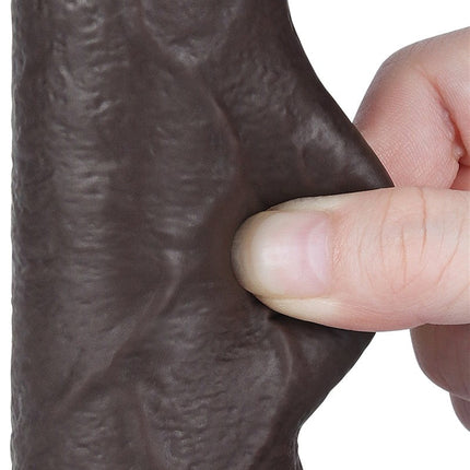 LoveToy - Glijdende Huid Dildo - 18,3 cm x Ø 3,5 cm - Zwart-Erotiekvoordeel.nl