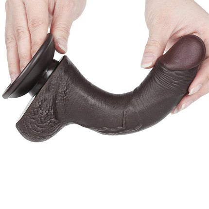 LoveToy - Glijdende Huid Dildo - 19,5 cm x Ø 3,5 cm - Zwart-Erotiekvoordeel.nl
