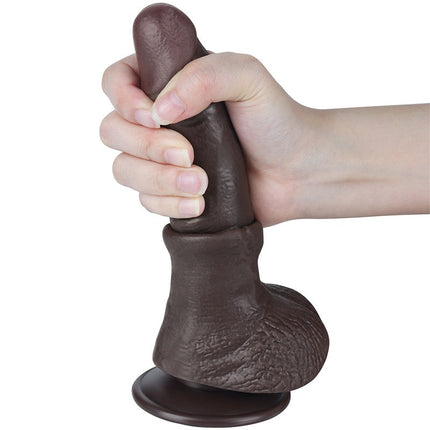 LoveToy - Glijdende Huid Dildo - 19,5 cm x Ø 3,5 cm - Zwart-Erotiekvoordeel.nl