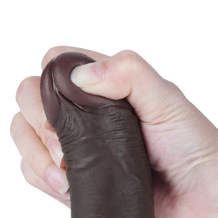 LoveToy - Glijdende Huid Dildo - 19,5 cm x Ø 3,5 cm - Zwart-Erotiekvoordeel.nl