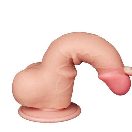 LoveToy - Glijdende Huid Dildo - Dubbellaags Dildo - Lengte 19.5 cm - Diameter 3.6 cm - Lichte huidskleur-Erotiekvoordeel.nl