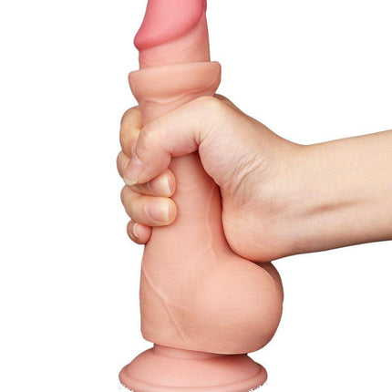 LoveToy - Glijdende Huid Dildo - Dubbellaags Dildo - Lengte 19.5 cm - Diameter 3.6 cm - Lichte huidskleur-Erotiekvoordeel.nl