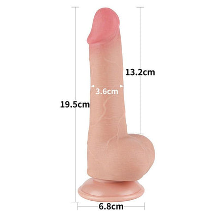 LoveToy - Glijdende Huid Dildo - Dubbellaags Dildo - Lengte 19.5 cm - Diameter 3.6 cm - Lichte huidskleur-Erotiekvoordeel.nl