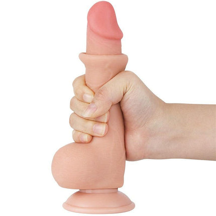 LoveToy - Glijdende Huid Dildo - Dubbellaags Dildo - Lengte 19.5 cm - Diameter 3.6 cm - Lichte huidskleur-Erotiekvoordeel.nl