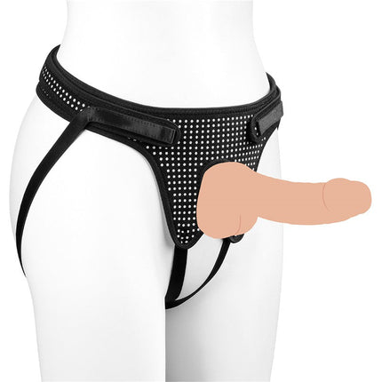 LoveToy - Strap-on Harnas - Verstelbaar Easy Strap-on Harnas - Zonder Dildo - Zwart & Wit-Erotiekvoordeel.nl