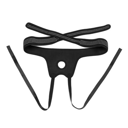 LoveToy - Strap-on Harnas - Verstelbaar Easy Strap-on Harnas - Zonder Dildo - Zwart & Wit-Erotiekvoordeel.nl