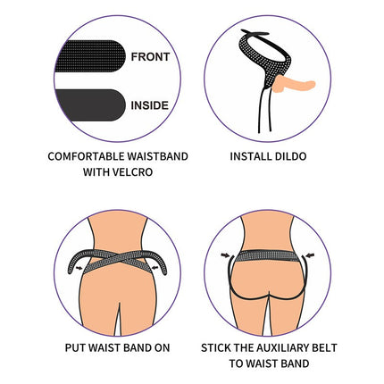LoveToy - Strap-on Harnas - Verstelbaar Easy Strap-on Harnas - Zonder Dildo - Zwart & Wit-Erotiekvoordeel.nl