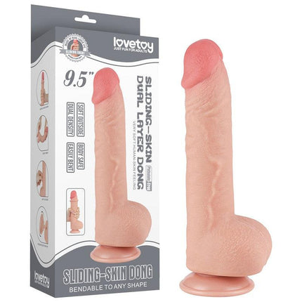 Lovetoy - Dildo - Glijdende Huid Dildo - Lengte 24 cm Diameter Ø 4.3 cm) - Lichte Huidskleur-Erotiekvoordeel.nl