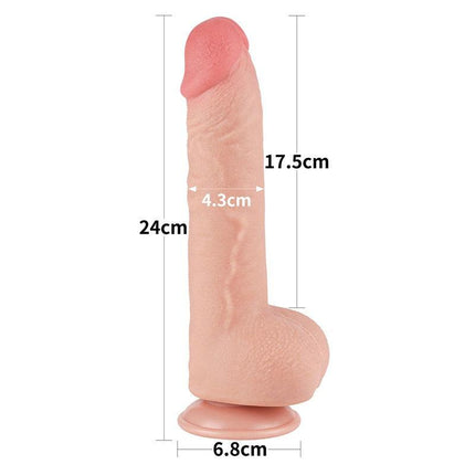 Lovetoy - Dildo - Glijdende Huid Dildo - Lengte 24 cm Diameter Ø 4.3 cm) - Lichte Huidskleur-Erotiekvoordeel.nl