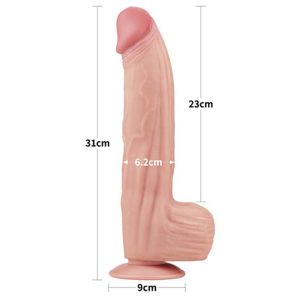 Lovetoy - Dildo -Sliding Skin Dildo - Lengte 31 cm - Lichte Huidskleur-Erotiekvoordeel.nl