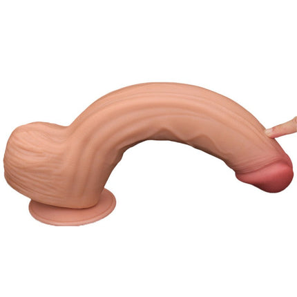 Lovetoy - Dildo -Sliding Skin Dildo - Lengte 31 cm - Lichte Huidskleur-Erotiekvoordeel.nl