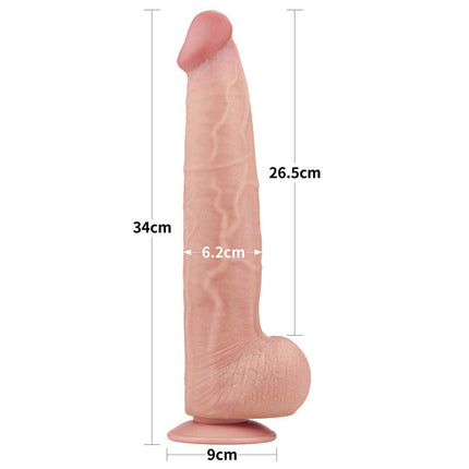 Lovetoy - Dildo -Sliding Skin Dildo - Lengte 34 cm - Lichte Huidskleur-Erotiekvoordeel.nl