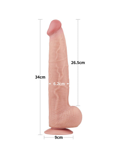 Lovetoy - Dildo -Sliding Skin Dildo - Lengte 34 cm - Lichte Huidskleur-Erotiekvoordeel.nl