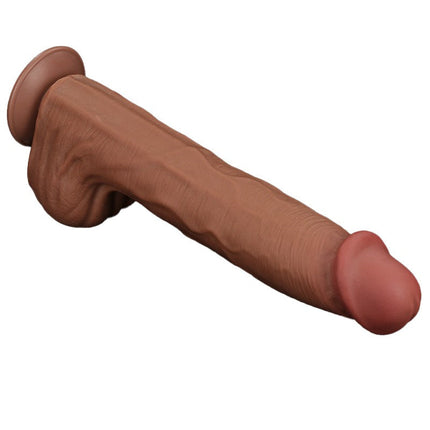 Lovetoy - Dildo -Sliding Skin Dildo - Lengte 36 cm - Bruin-Erotiekvoordeel.nl