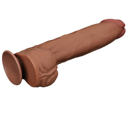 Lovetoy - Dildo -Sliding Skin Dildo - Lengte 36 cm - Bruin-Erotiekvoordeel.nl