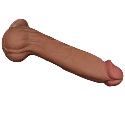 Lovetoy - Dildo -Sliding Skin Dildo - Lengte 36 cm - Bruin-Erotiekvoordeel.nl