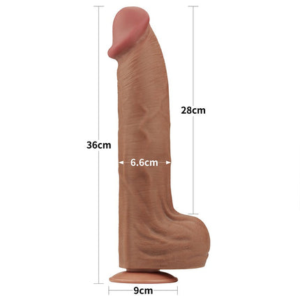 Lovetoy - Dildo -Sliding Skin Dildo - Lengte 36 cm - Bruin-Erotiekvoordeel.nl