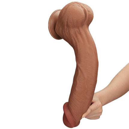Lovetoy - Dildo -Sliding Skin Dildo - Lengte 36 cm - Bruin-Erotiekvoordeel.nl