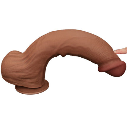 Lovetoy - Dildo -Sliding Skin Dildo - Lengte 36 cm - Bruin-Erotiekvoordeel.nl