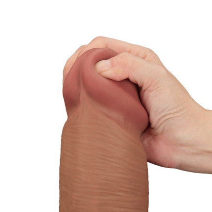 Lovetoy - Dildo -Sliding Skin Dildo - Lengte 36 cm - Bruin-Erotiekvoordeel.nl