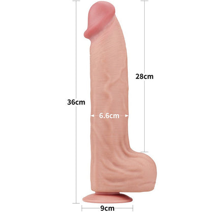 Lovetoy - Dildo -Sliding Skin Dildo - Lengte 36 cm - Lichte Huidskleur-Erotiekvoordeel.nl