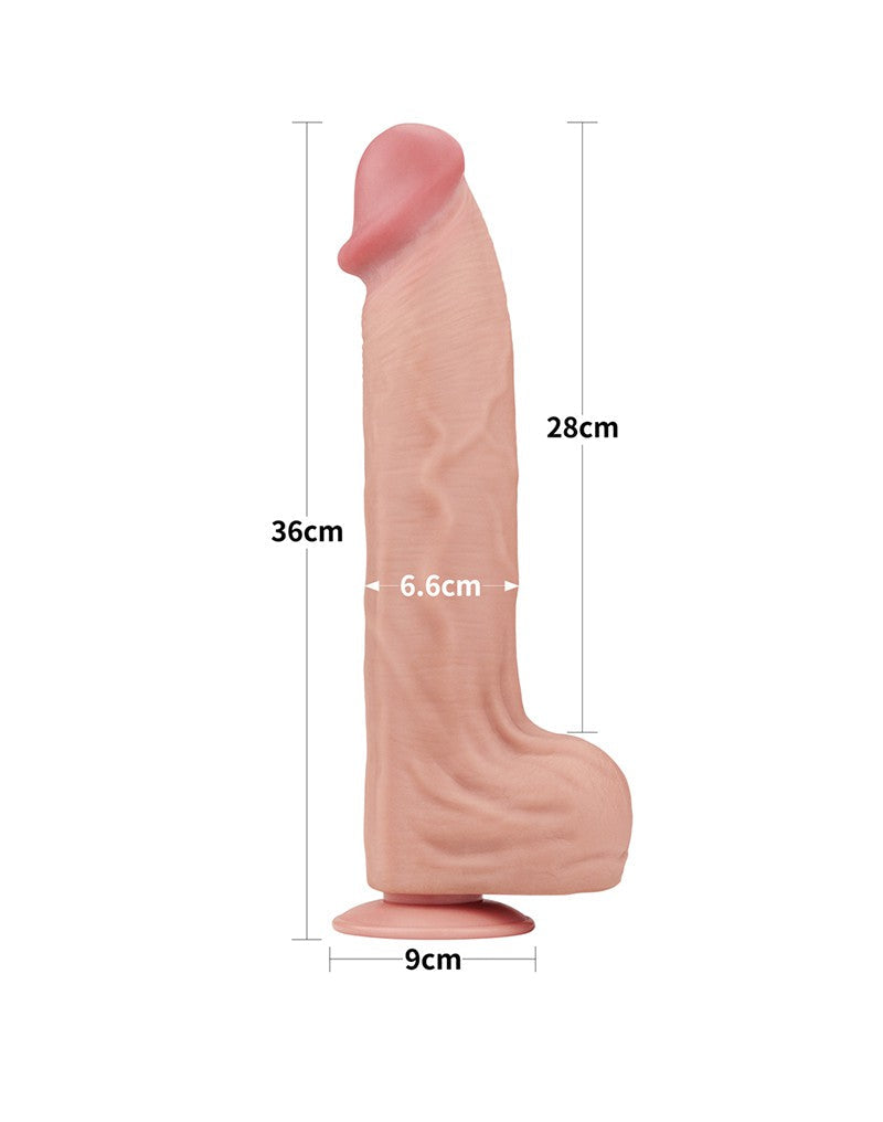 Lovetoy - Dildo -Sliding Skin Dildo - Lengte 36 cm - Lichte Huidskleur-Erotiekvoordeel.nl