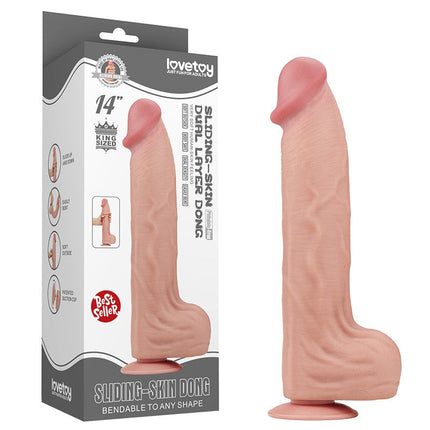 Lovetoy - Dildo -Sliding Skin Dildo - Lengte 36 cm - Lichte Huidskleur-Erotiekvoordeel.nl
