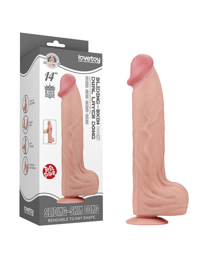 Lovetoy - Dildo -Sliding Skin Dildo - Lengte 36 cm - Lichte Huidskleur-Erotiekvoordeel.nl