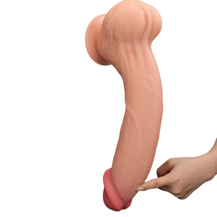 Lovetoy - Dildo -Sliding Skin Dildo - Lengte 36 cm - Lichte Huidskleur-Erotiekvoordeel.nl
