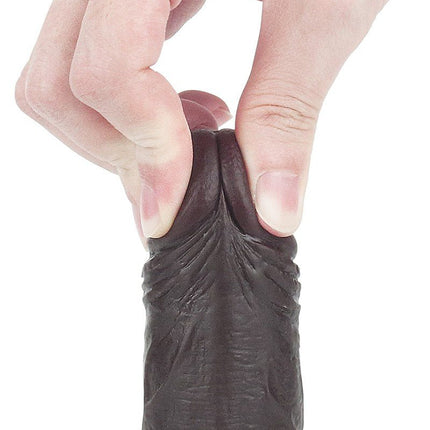 Lovetoy Dildo met Sliding Skin / Bewegende Huid 17.5 x 3.5 cm - bruin-Erotiekvoordeel.nl