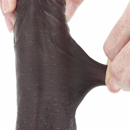 Lovetoy Dildo met Sliding Skin / Bewegende Huid 17.5 x 3.5 cm - bruin-Erotiekvoordeel.nl