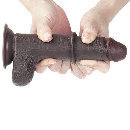 Lovetoy Dildo met Sliding Skin / Bewegende Huid 17.5 x 3.5 cm - bruin-Erotiekvoordeel.nl