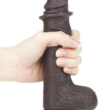 Lovetoy Dildo met Sliding Skin / Bewegende Huid 17.5 x 3.5 cm - bruin-Erotiekvoordeel.nl