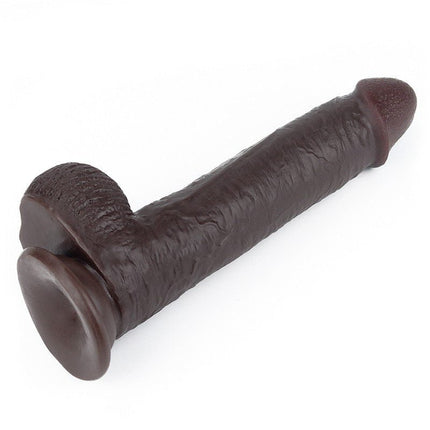 Lovetoy Dildo met Sliding Skin / Bewegende Huid 23 x 4 cm - bruin-Erotiekvoordeel.nl