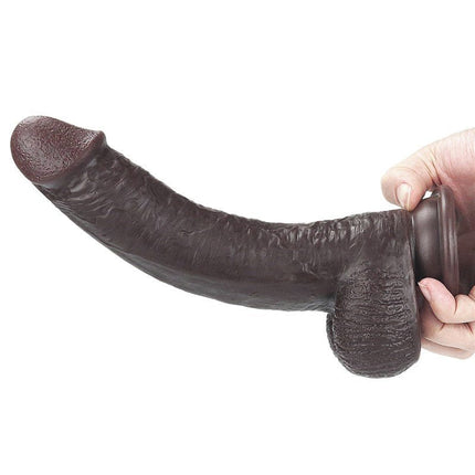 Lovetoy Dildo met Sliding Skin / Bewegende Huid 23 x 4 cm - bruin-Erotiekvoordeel.nl