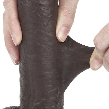Lovetoy Dildo met Sliding Skin / Bewegende Huid 23 x 4 cm - bruin-Erotiekvoordeel.nl
