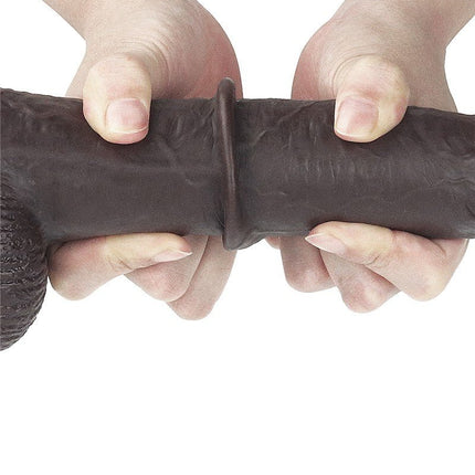 Lovetoy Dildo met Sliding Skin / Bewegende Huid 23 x 4 cm - bruin-Erotiekvoordeel.nl