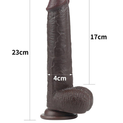 Lovetoy Dildo met Sliding Skin / Bewegende Huid 23 x 4 cm - bruin-Erotiekvoordeel.nl