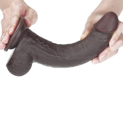 Lovetoy Dildo met Sliding Skin / Bewegende Huid 23 x 4 cm - bruin-Erotiekvoordeel.nl